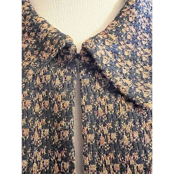 Ming Wang Black & Gold Herringbone Cropped Knit Jacket with Gold Chin Trim Sophi - Picture 9 of 11